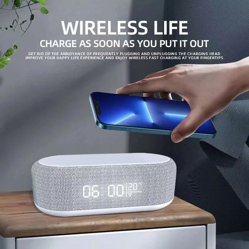 4-in-1 Digital Alarm Clock & Fast Wireless Charger - Dual Alarm, USB Charging, Countdown Timer & RGB Mode for Heavy Sleepers