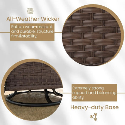 9 Pieces Wicker Patio Furniture Set, Luxury Outdoor Conversation Set with High Back Swivel Rocker Chairs