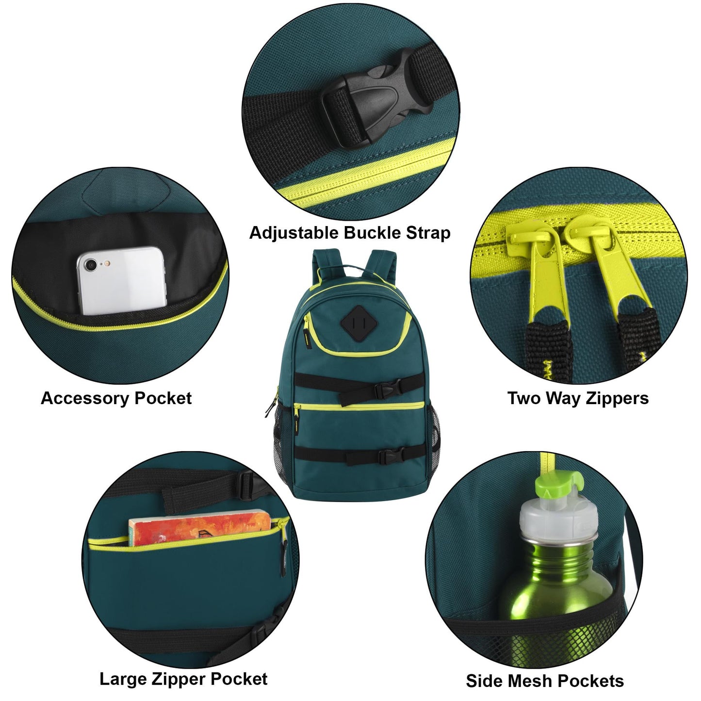 Two Tone Multi Pocket Buckle Strap Backpacks
