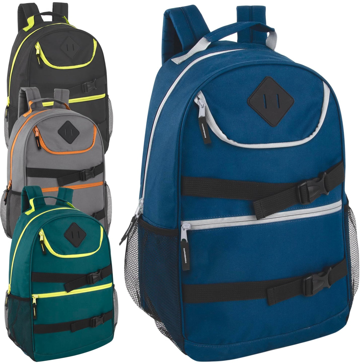 Two Tone Multi Pocket Buckle Strap Backpacks