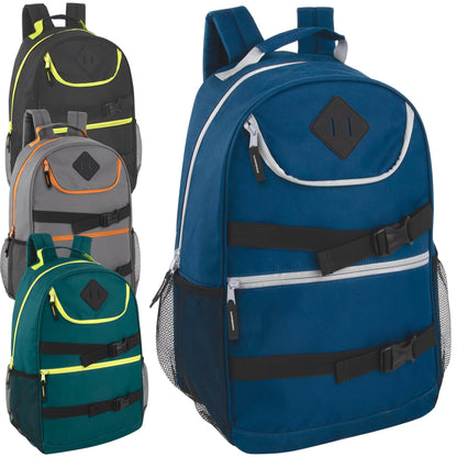 Two Tone Multi Pocket Buckle Strap Backpacks
