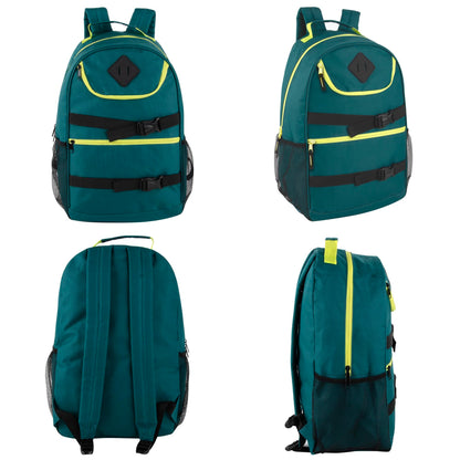 Two Tone Multi Pocket Buckle Strap Backpacks