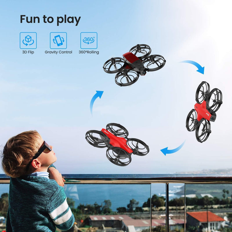 P7 Mini Drones with RC Battle Mode, 720P HD FPV Camera for Kids Beginners, Quadcopter with One-Key Start, Headless Mode, Altitude Hold, 3D Flip, Gesture Control, 3 Speeds, 2 Batteries, Red
