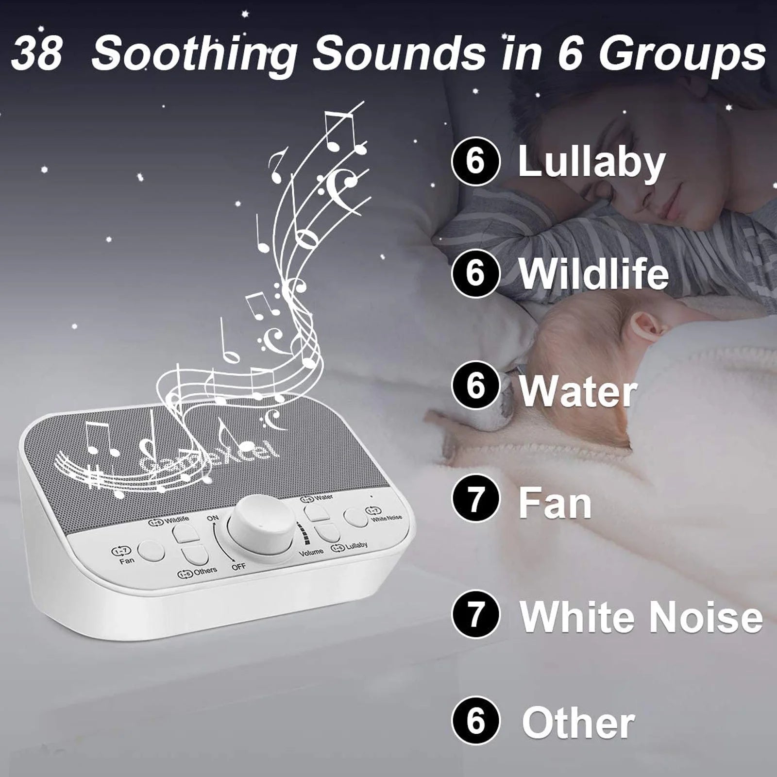 Drift Off to Dreamland: White Noise Machine with 38 Soothing Sounds & Timer for Ultimate Relaxation at Home, Work, or On-the-Go!