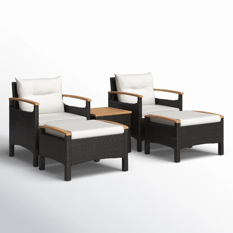 Cozy Up with Friends: Araylee Acacia Wicker 4-Person Patio Set with Cushions! 🛋️☀️ #OutdoorLiving #PatioVibes