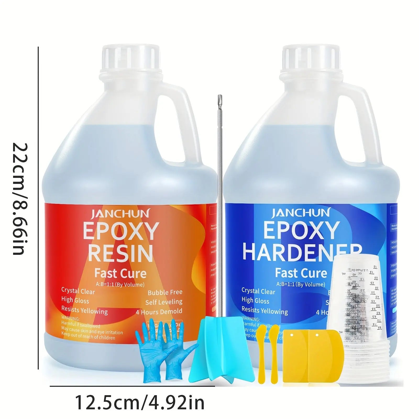 JANCHUN Epoxy Resin 1Gallon - Crystal Clear Epoxy Resin Kit - No Yellowing No Bubble High Gloss Casting & Coating Resin For Art Crafts, Fast Cure Art Resin For Jewelry Making, DIY, Art Painting, Wood & Resin Molds (1/2 Gallon Our3Designs