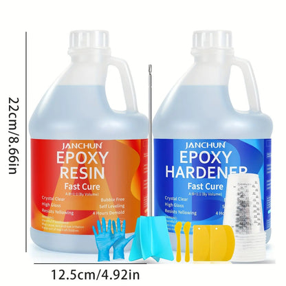 JANCHUN Epoxy Resin 1Gallon - Crystal Clear Epoxy Resin Kit - No Yellowing No Bubble High Gloss Casting & Coating Resin For Art Crafts, Fast Cure Art Resin For Jewelry Making, DIY, Art Painting, Wood & Resin Molds (1/2 Gallon Our3Designs