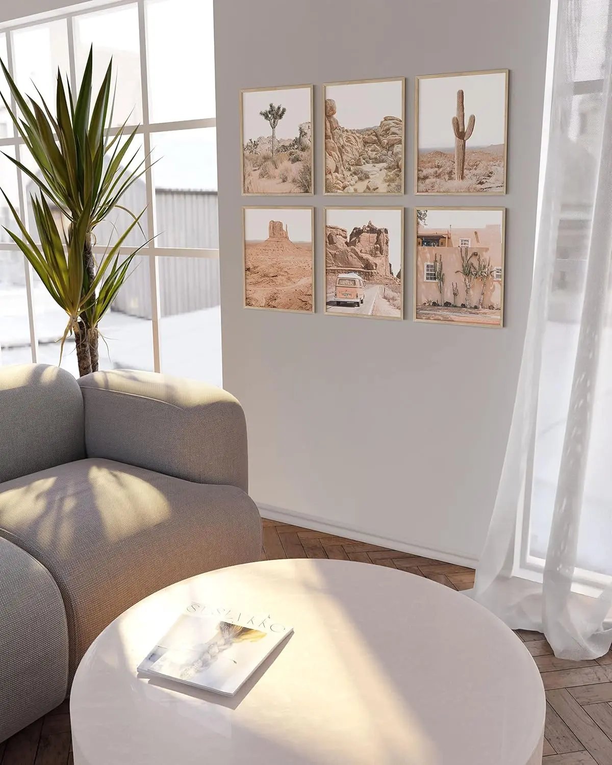 Desert Succulent Wall Art - Set of 6 Botanical Prints, Southwestern Wall Decor, Cactus Posters, Joshua Tree Wall Art UNFRAMED (11X14)