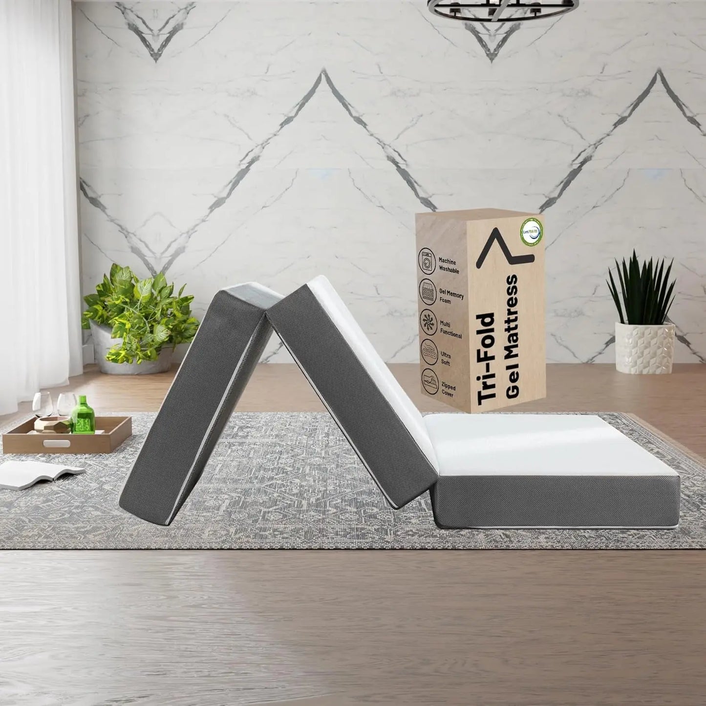 Gel Memory Foam Mattress, Cot Pad, Guest Bed, Portable Floor Mattress, Breathable Mesh Sides with Ultra Soft, Removable and Washable Cover