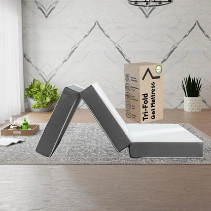 Gel Memory Foam Mattress, Cot Pad, Guest Bed, Portable Floor Mattress, Breathable Mesh Sides with Ultra Soft, Removable and Washable Cover