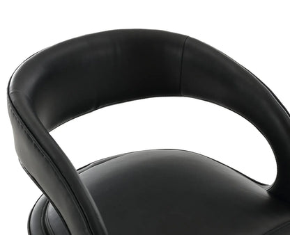 Modern Dining Chairs Set of 2, PU Upholstered Barrel Kitchen Chairs with Open Back, Lovely Dresser Chair, Comfy Dining Side Chairs for Dining Room Bedroom Living Room, Black