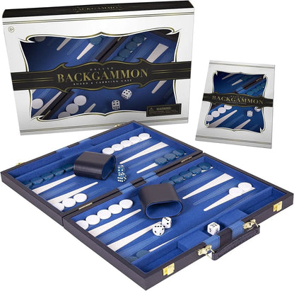 Backgammon Bonanza: The 18-Inch Battle of Wits in a Fancy Blue Suitcase – Perfect for Adults, Kids, and Competitive Cats!