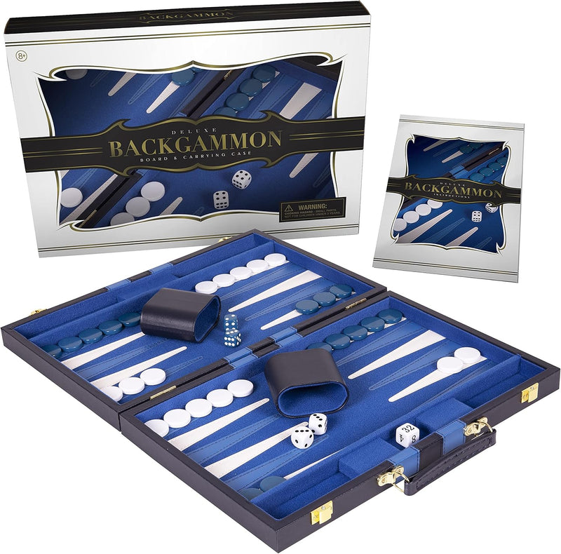 Backgammon Bonanza: The 18-Inch Battle of Wits in a Fancy Blue Suitcase – Perfect for Adults, Kids, and Competitive Cats!