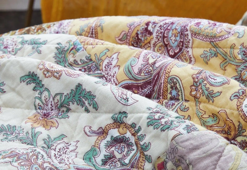DaDa Bedding Bohemian Burgundy Red Velvet Trim Floral Paisley Patchwork Cotton Bedspread Set (JHW-868) DaDalogy Bedding Collection