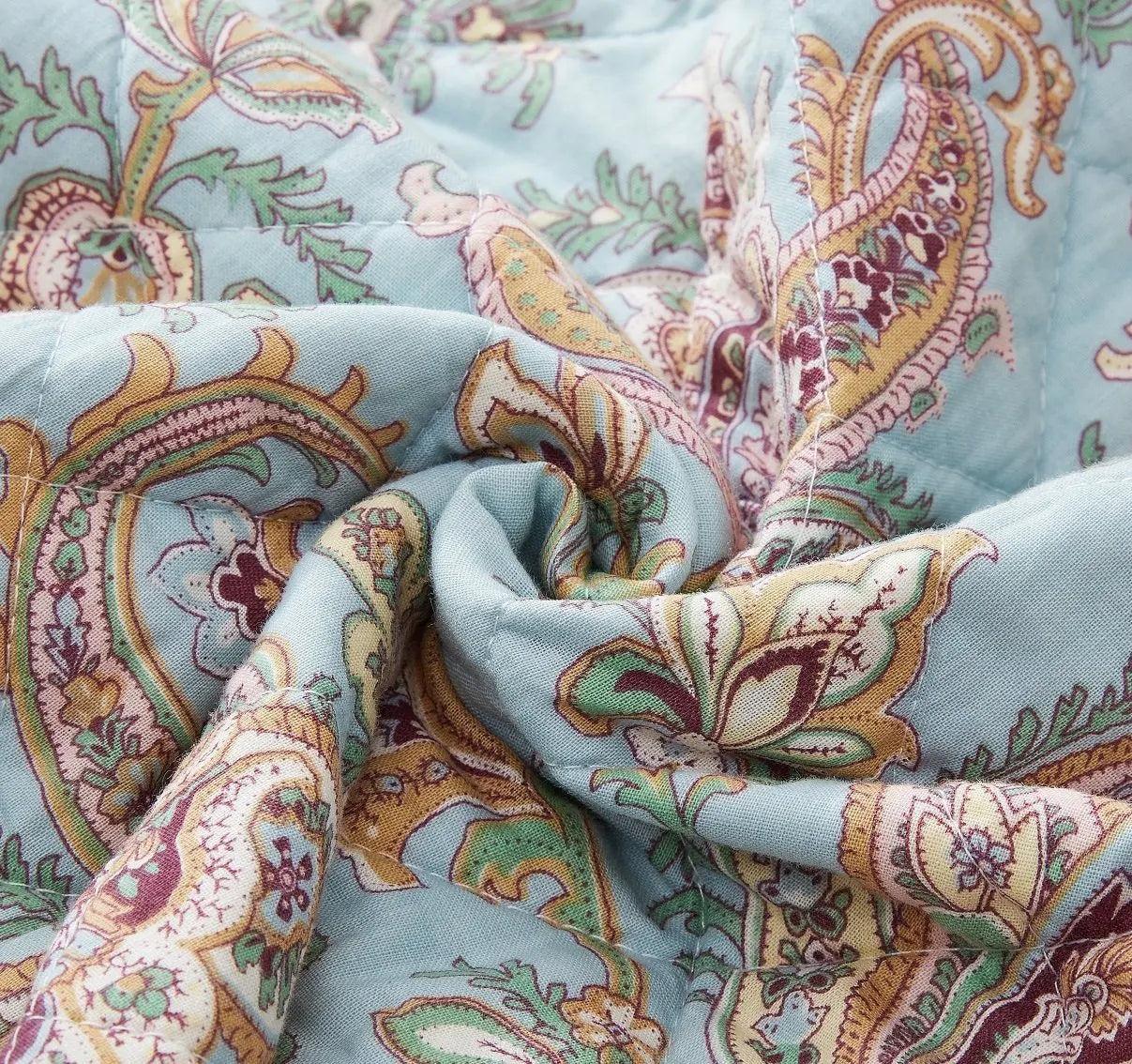 DaDa Bedding Bohemian Burgundy Red Velvet Trim Floral Paisley Patchwork Cotton Bedspread Set (JHW-868) DaDalogy Bedding Collection