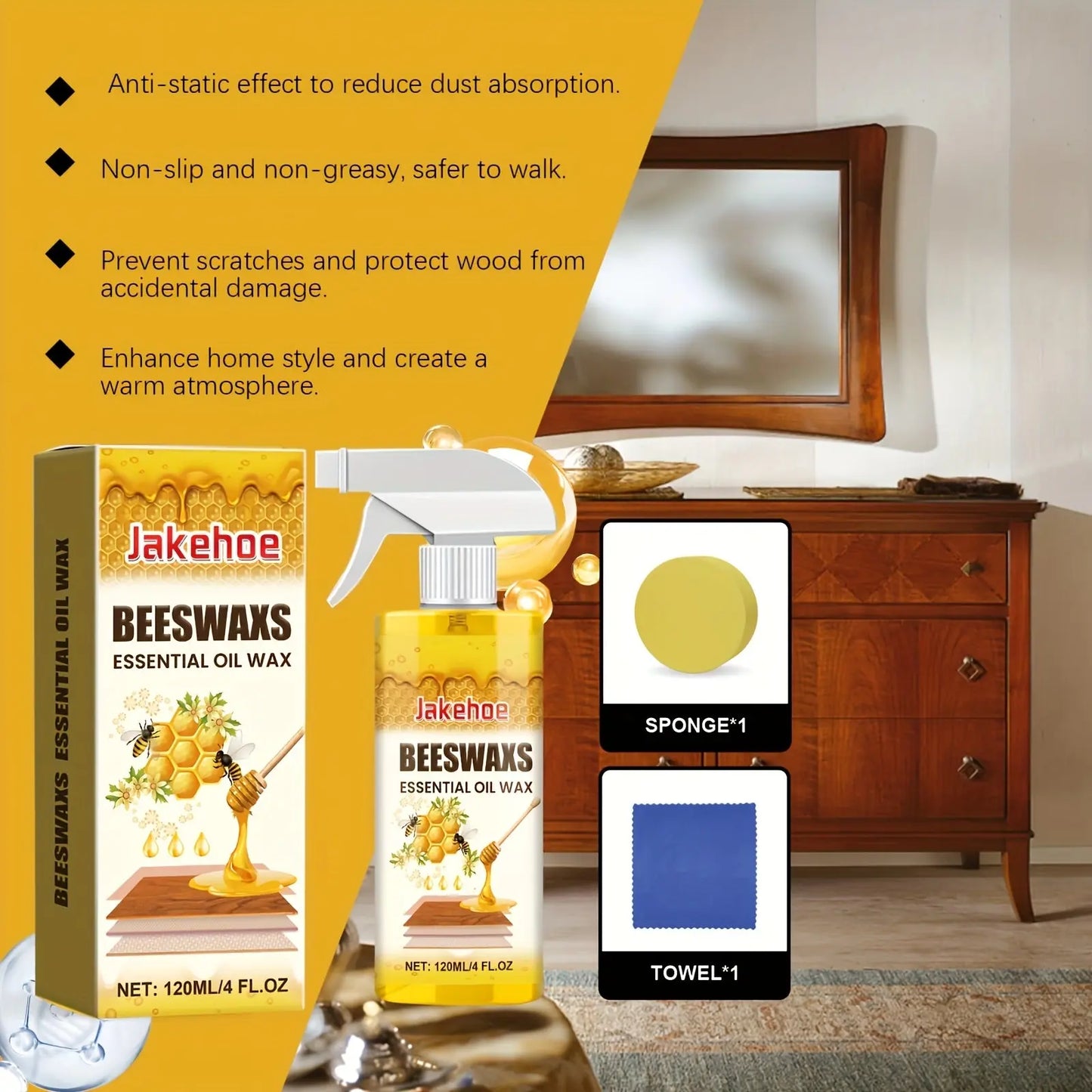 4.06oz Multi-purpose Beeswax Wood Care Spray