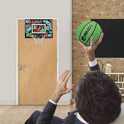 over the Door Mini Basketball Hoop, 18"X12" Shatterproof Backboard, Indoor Basketball for Kids and Adults