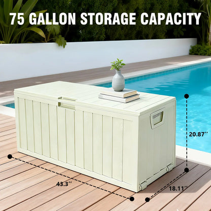 75-Gallon Outdoor Storage Box with Handles - Upgraded