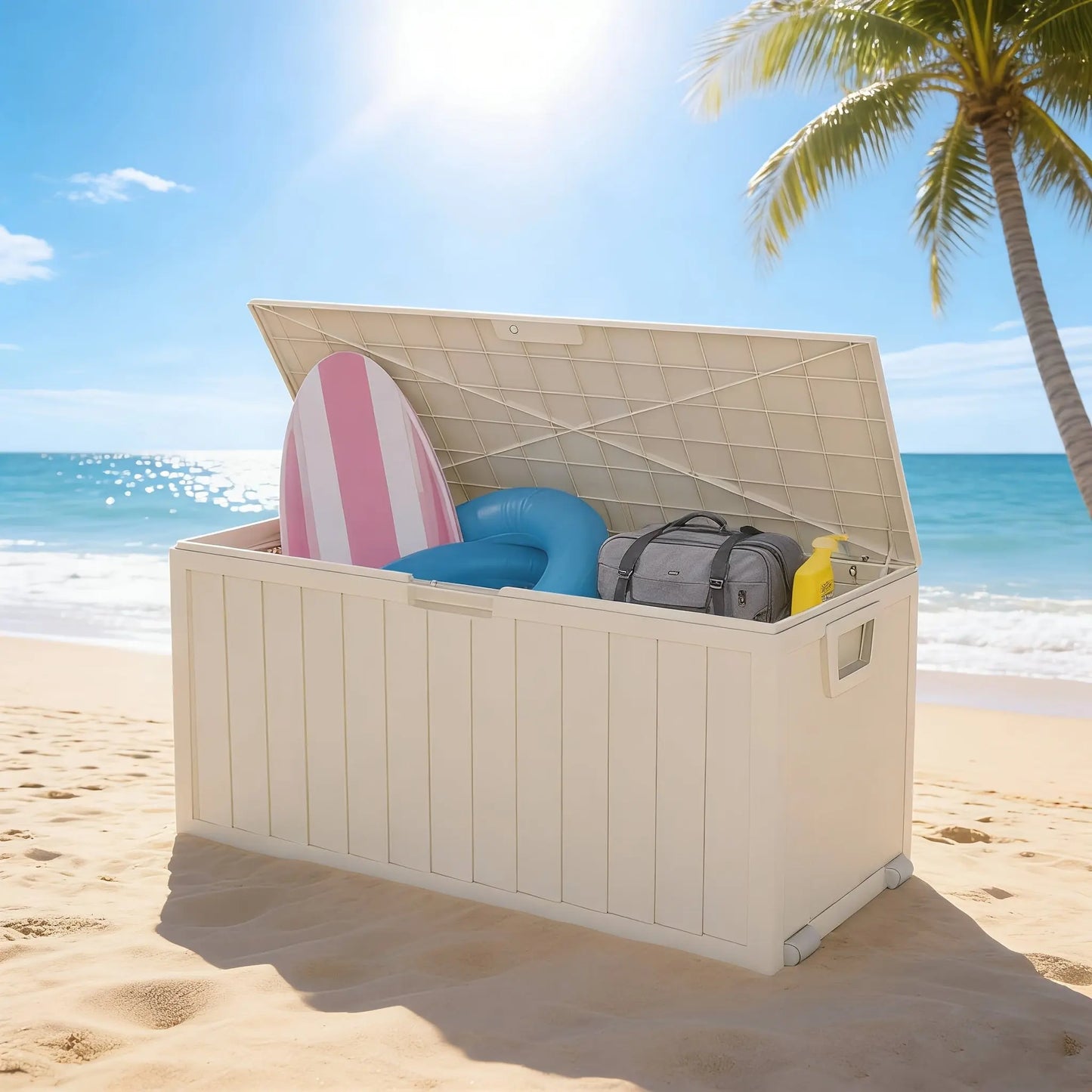 75-Gallon Outdoor Storage Box with Handles - Upgraded