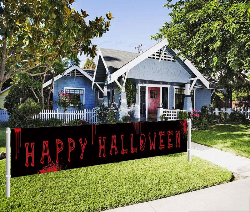 Get Spooktacular with Our Giant Happy Halloween Banner - Perfect for Your Creepy Celebration (9.8 x 1.6 Feet of Fun!)