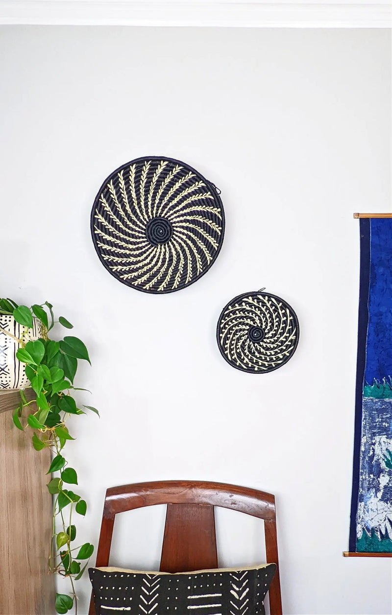 Small Black White Woven African Basket Reflektion Design