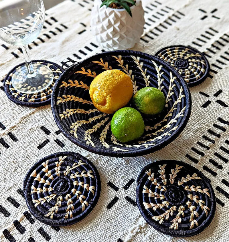 Small Black White Woven African Basket Reflektion Design
