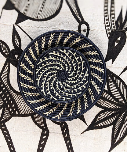 Large Black White Woven African Basket Reflektion Design