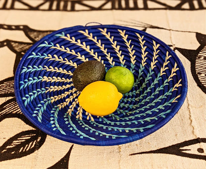 Large Blue White Woven African Basket Reflektion Design
