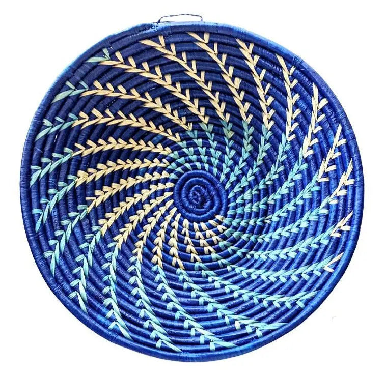 Large Blue White Woven African Basket Reflektion Design