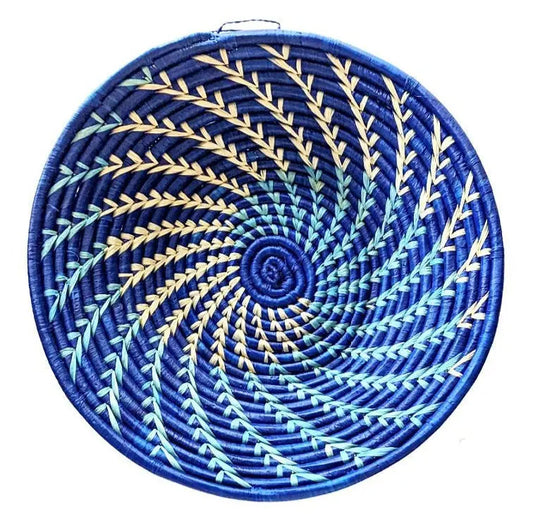 Large Blue White Woven African Basket Reflektion Design