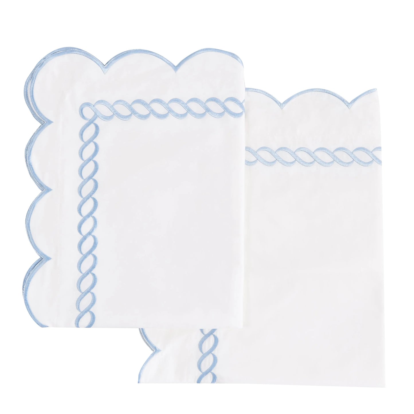 600 Thread Count Scallop Rope Embroidered Cotton Euro Sham Pair Mélange Home