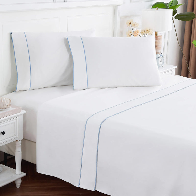 600 Thread Count Framed Sateen Embroidered Cotton Sheet Set Mélange Home
