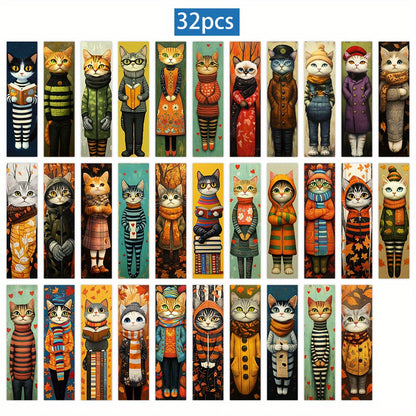 32pcs, Fun Cat Bookmarks