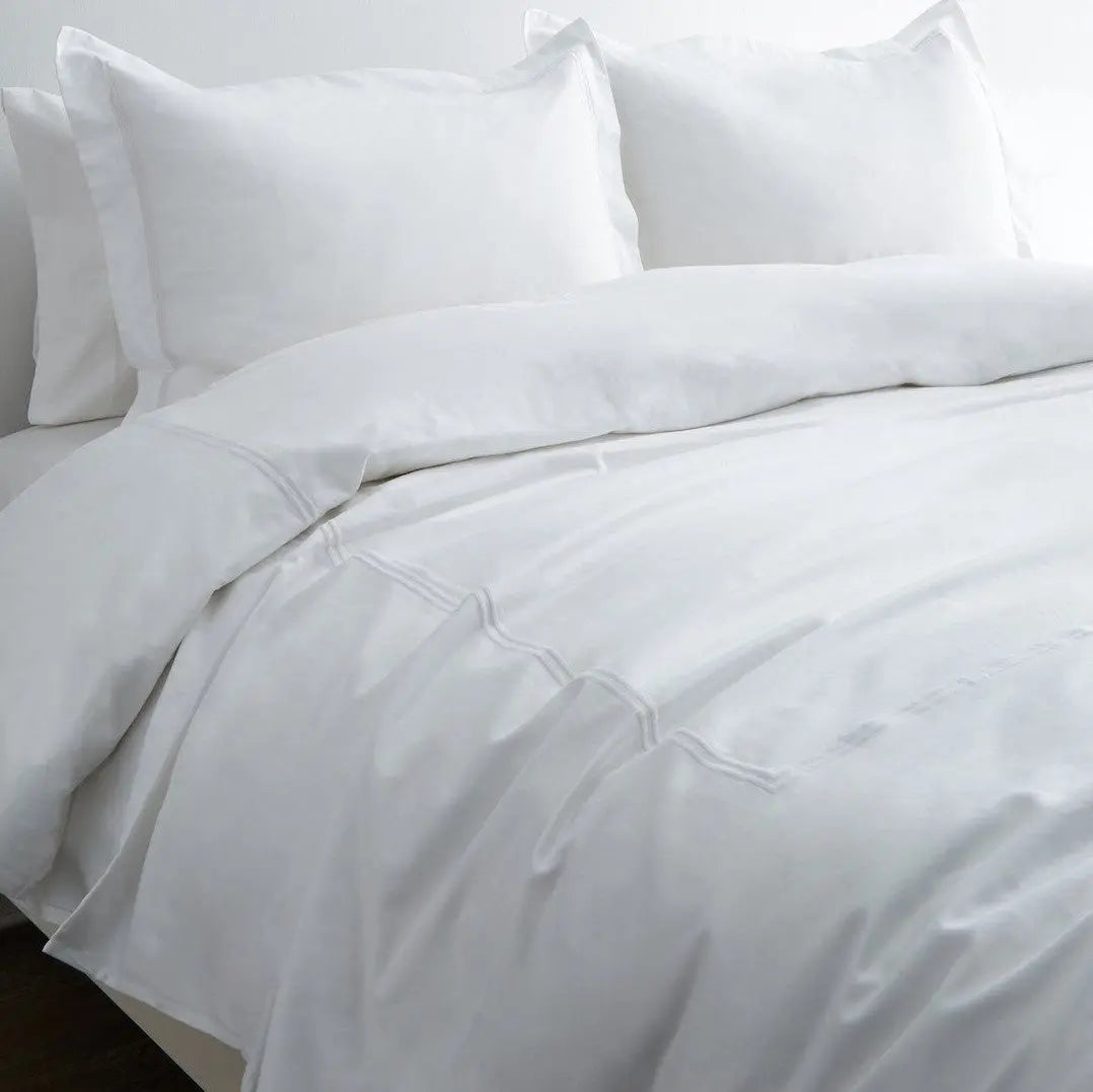 600 Thread Count Border Stripe Embroidered Duvet Set Mélange Home