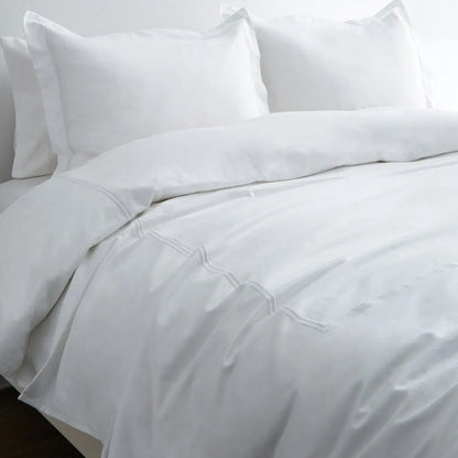 600 Thread Count Border Stripe Embroidered Duvet Set Mélange Home