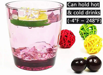 10 Oz Unbreakable Tritan Drinking Glasses Shatterproof Acrylic Glasses Drinkware BPA Free Hard Plastic Cups Reusable Kitchen Water Glasses Drinking Set of 8 (4 Colors)