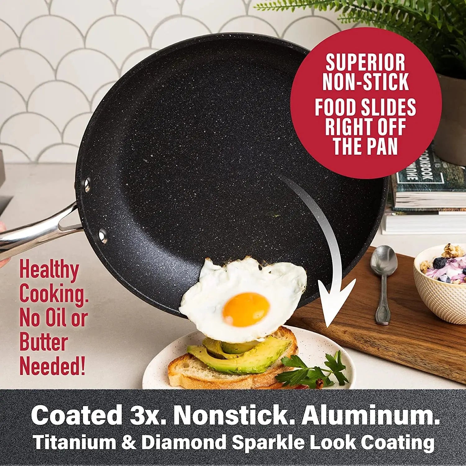 10-Piece Nonstick Cookware Set in Black - Includes Frying Skillet, Sauce Pan, and Stock Pot