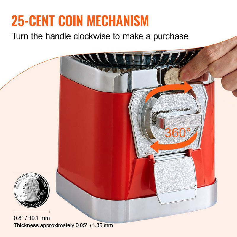 Gumball Machine for Kids, 16 In. H Candy Vending Dispenser Dry Food Dispensers Red