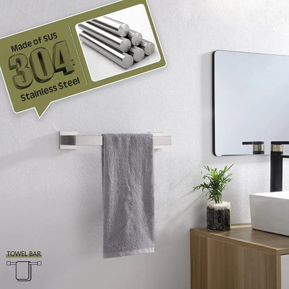 12-Inch Single Towel Bar Bathroom Kitchen Towel Holder Wall Mounted SUS304 Stainless Steel Towel Rack Brushed Nickel B4003BR-L12