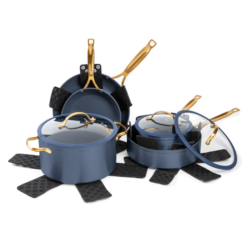 12-Piece Non-Stick Cookware Set, Signature Collection Pots and Pans Set - Blue