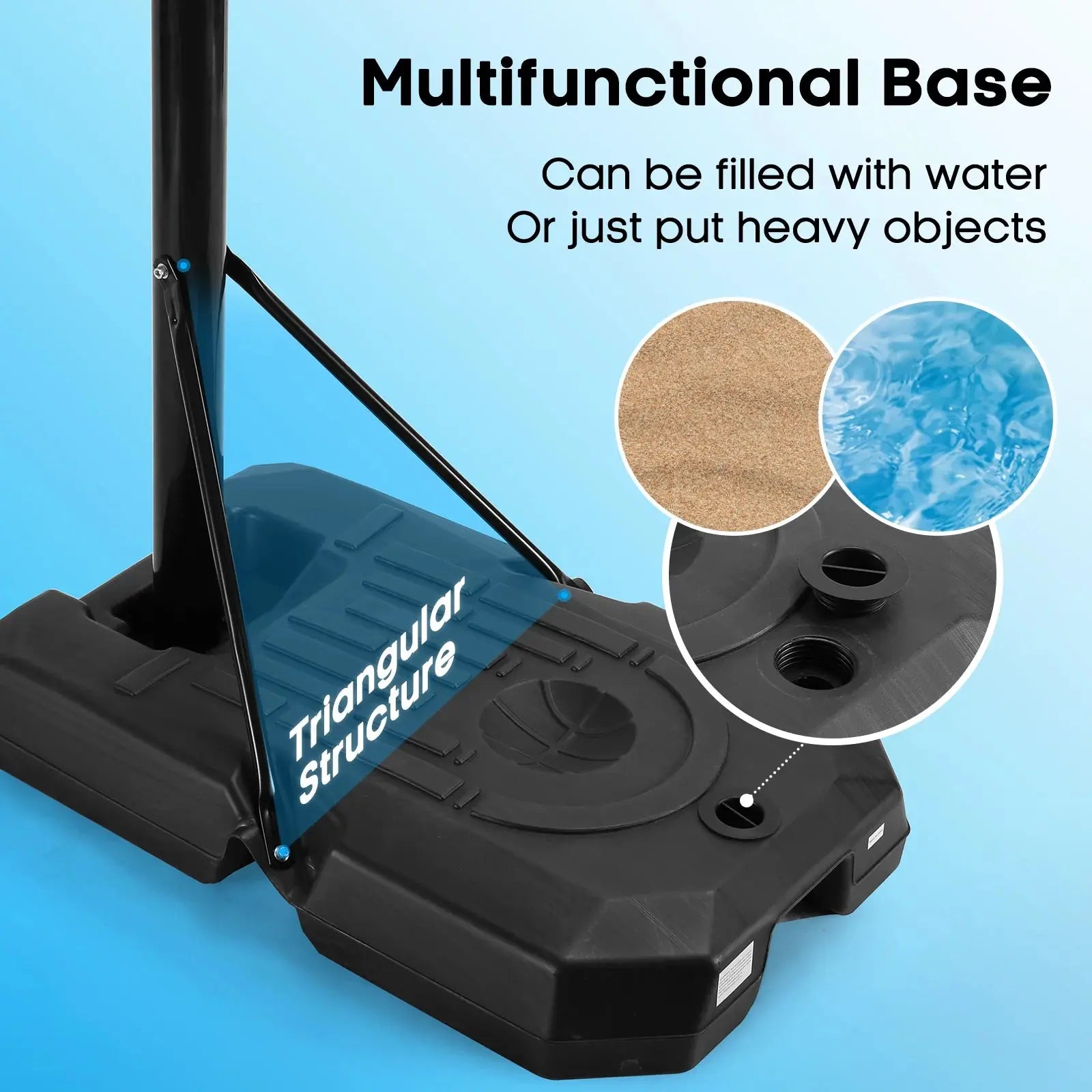 44" Basketball Hoop Adjustable Height 6.56'-10' Goal Durable Outdoor Portable Basketball System(Teens/Adults)