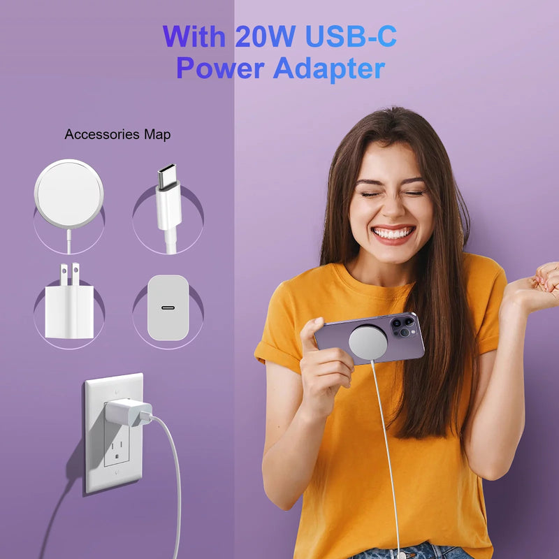 Say goodbye to tangled cords! Get your hands on our sleek Wireless Charger, perfect for your iPhone and AirPods. No wall charger needed—just MagSafe magic! ⚡️📱✨