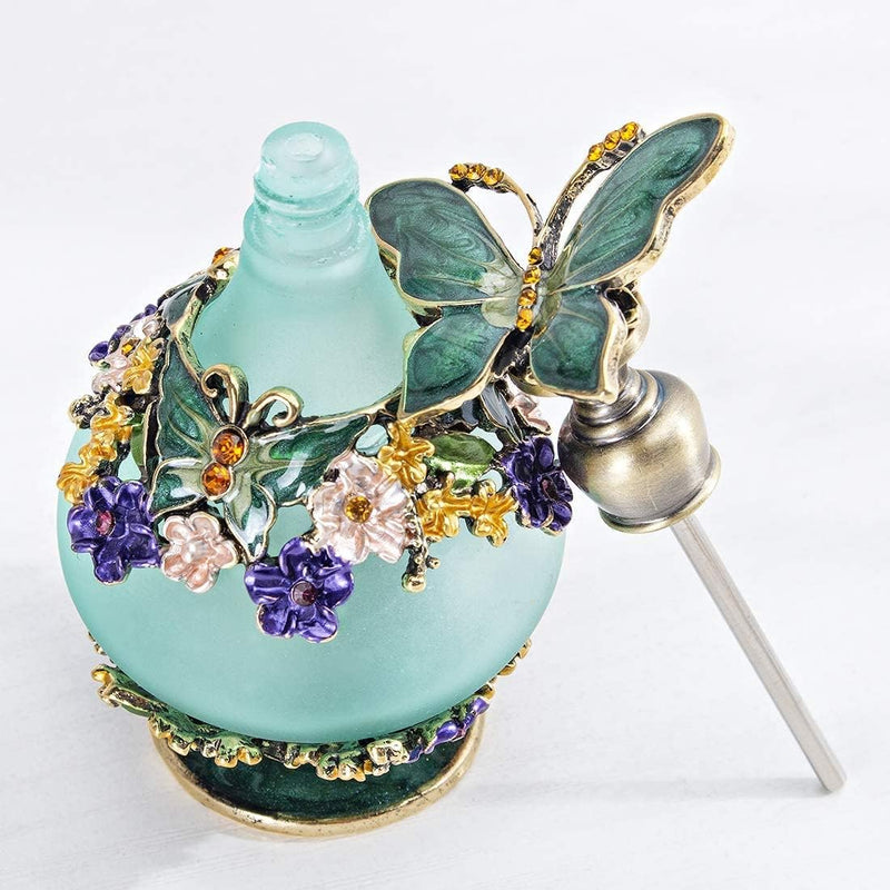 H&D Elegant Retro Mini Green Butterfly Perfume Bottle - 24ml Charming Fragrance Container