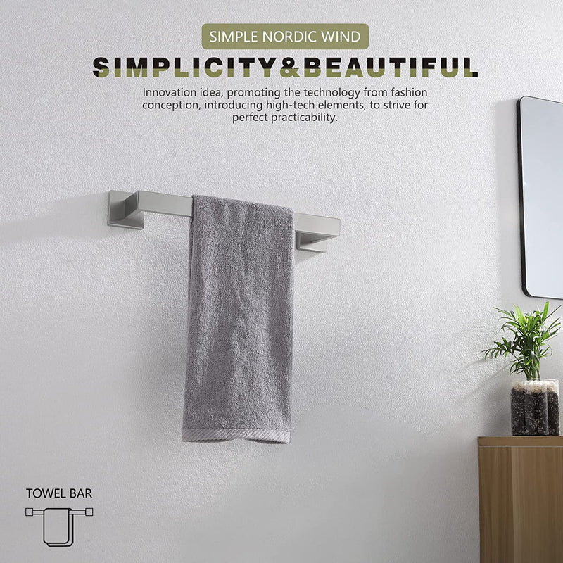 12-Inch Single Towel Bar Bathroom Kitchen Towel Holder Wall Mounted SUS304 Stainless Steel Towel Rack Brushed Nickel B4003BR-L12