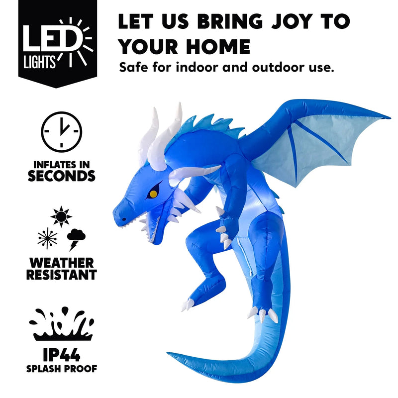 Soar into Halloween with our 5 FT Inflatable Ice Dragon! 🐉💙 Transform your yard with this epic blue flying dragon decoration! #HalloweenDecor #InflatableDragon