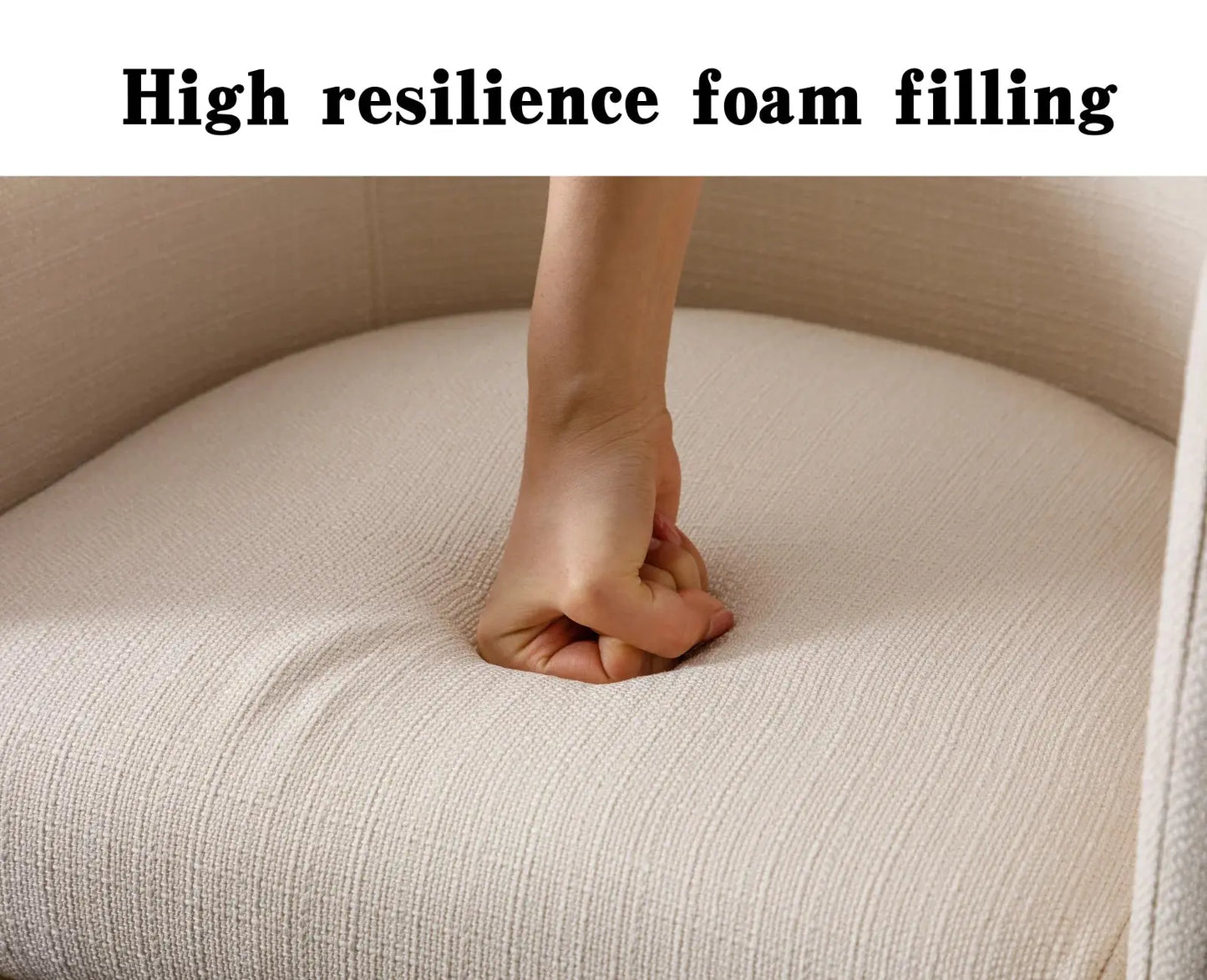 Modern Linen Dining Chair, Mid-Century Upholstered Barrel Kitchen Chairs Fabric Side Chair with Metal Legs and Curved Back for Living Room Dining Room Bedroom, Cream