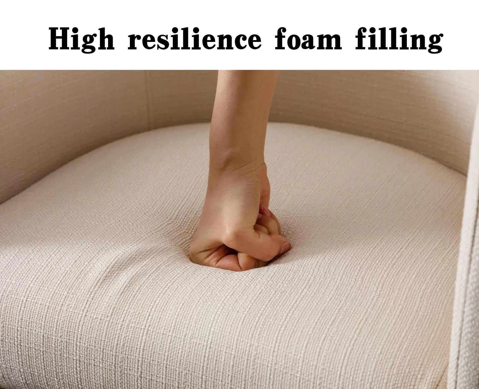 Modern Linen Dining Chair, Mid-Century Upholstered Barrel Kitchen Chairs Fabric Side Chair with Metal Legs and Curved Back for Living Room Dining Room Bedroom, Cream