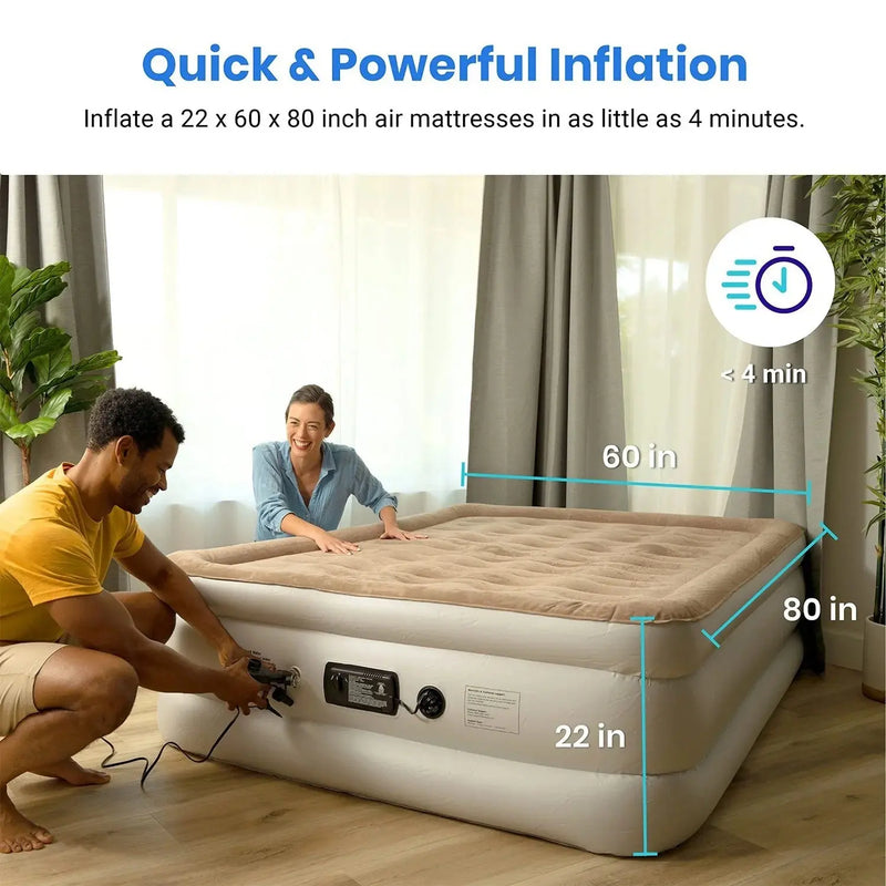 Electric Air Pump Air Mattress Portable Pump for Inflatables Couch, Pool Floats, Blow up Pool Raft Bed Boat Toy, Quick-Fill AC Inflator Deflator with 3 Nozzles, One Size, Black