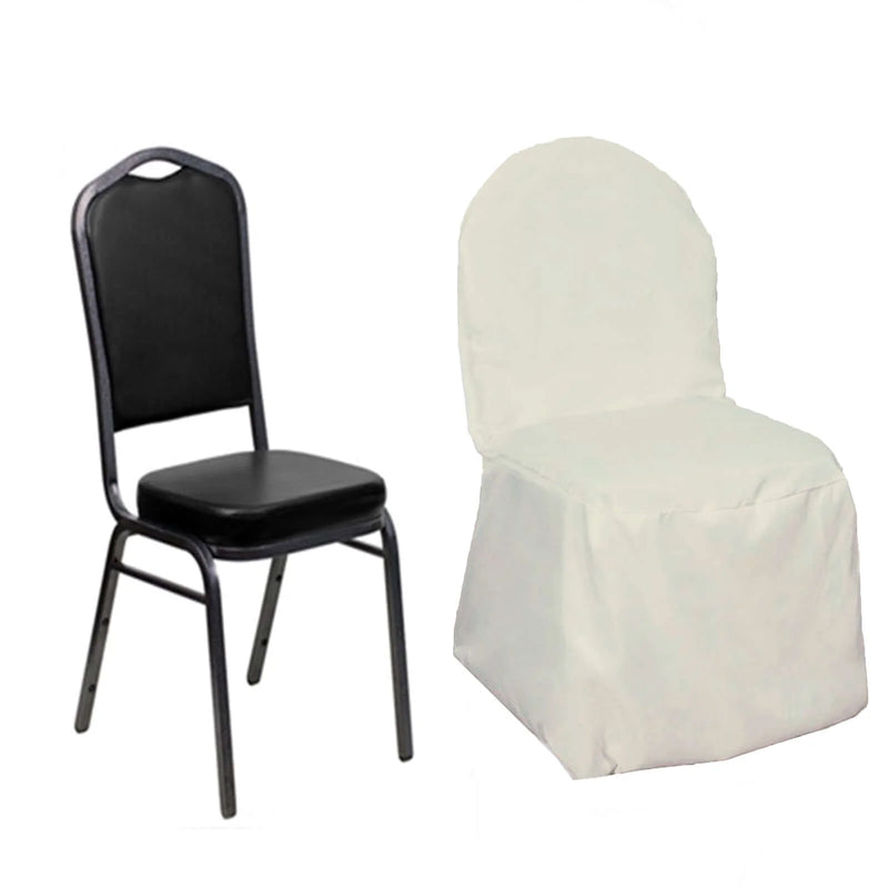 30 PCS Ivory Polyester Banquet Chair Covers, Reusable or Disposable Stain Resistant Chair Covers