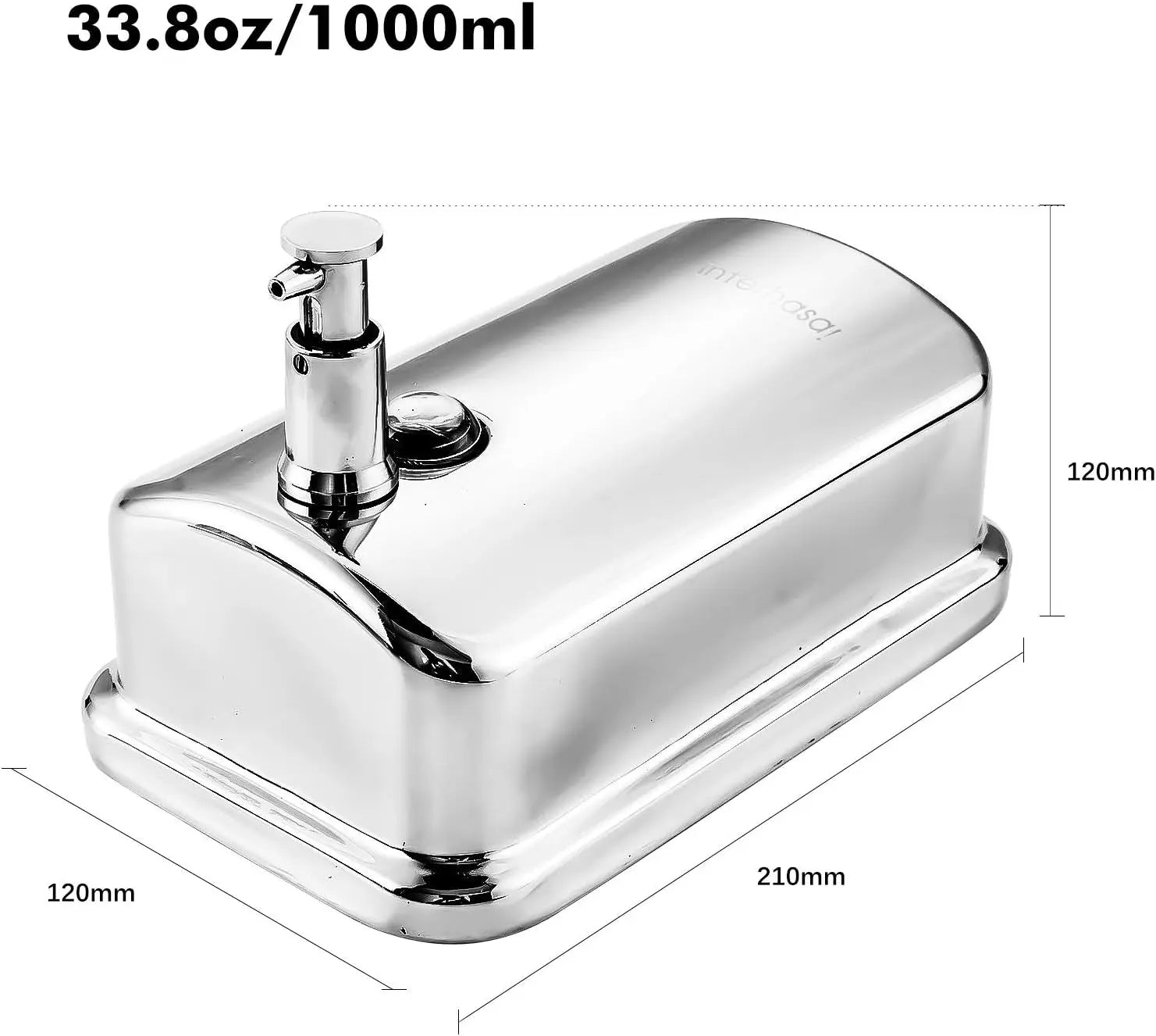 Soap Dispenser Wall Mount 304 Stainless Steel Commercial Hand Soap Dispenser, Manual Liquid Gel Soap Dispenser for Bathroom